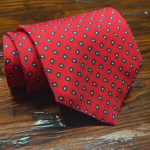 Bert Pulitzer Mens Red Paisley Neck Tie‎ 100% Silk